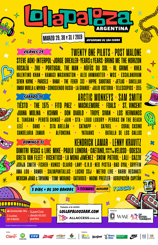 Lollapalooza Argentina 2019 Este es el lineup día por día