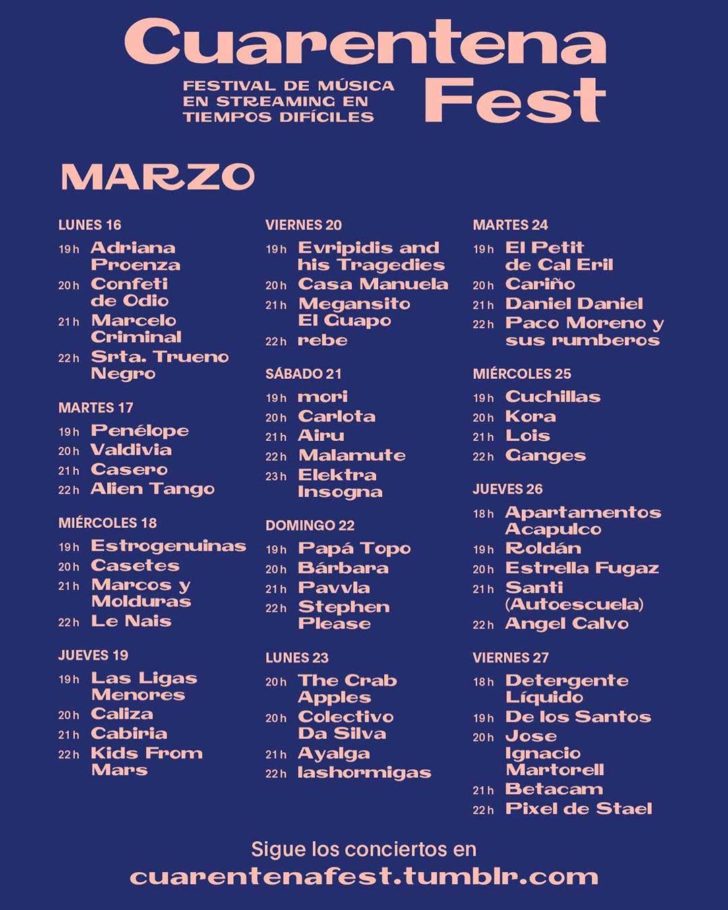 Cuarentena Fest: un festival vía streaming 6 cuarentena fest grilla