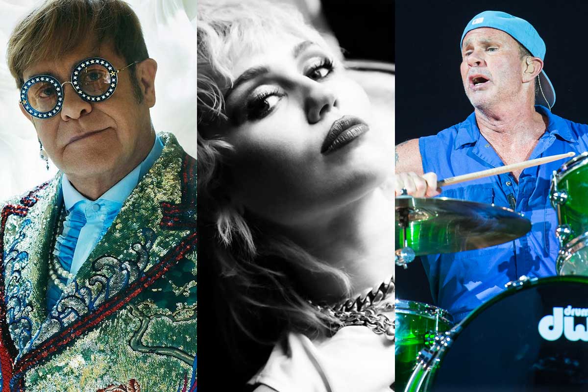 Elton John, Miley Cyrus, Chad Smith de Red Hot Chili Peppers
