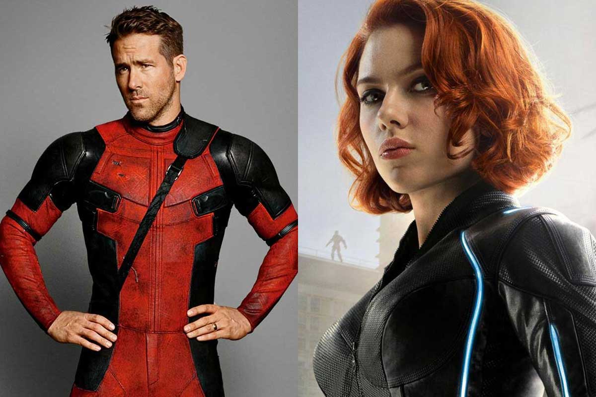 Ryan Reynolds como Deadpool, Scarlett Johansson como Black Widow