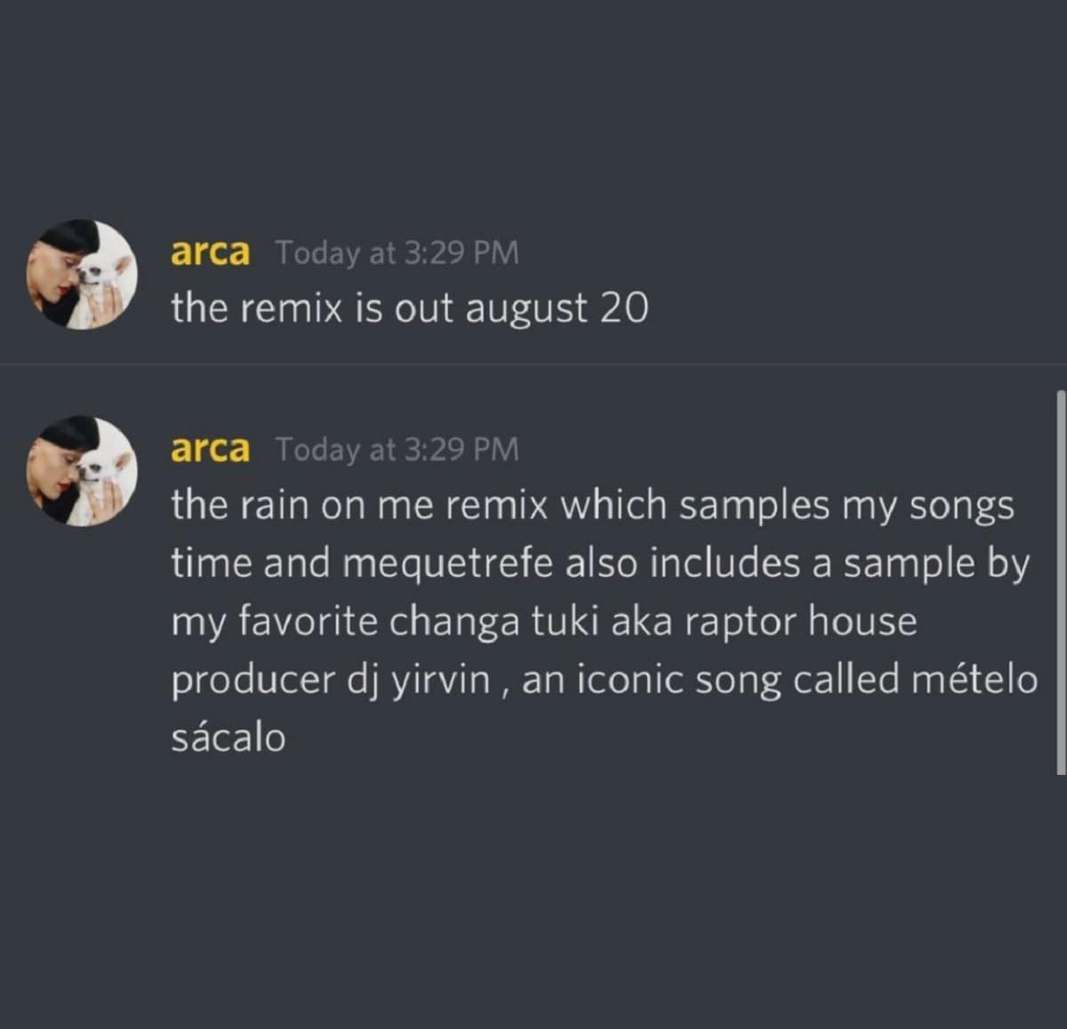 Arca hará un remix de "Rain on Me"