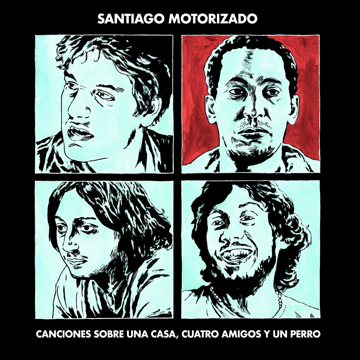 Tapa de Canciones sobre una casa, cuatro amigos y un perro, disco de Santiago Motorizado