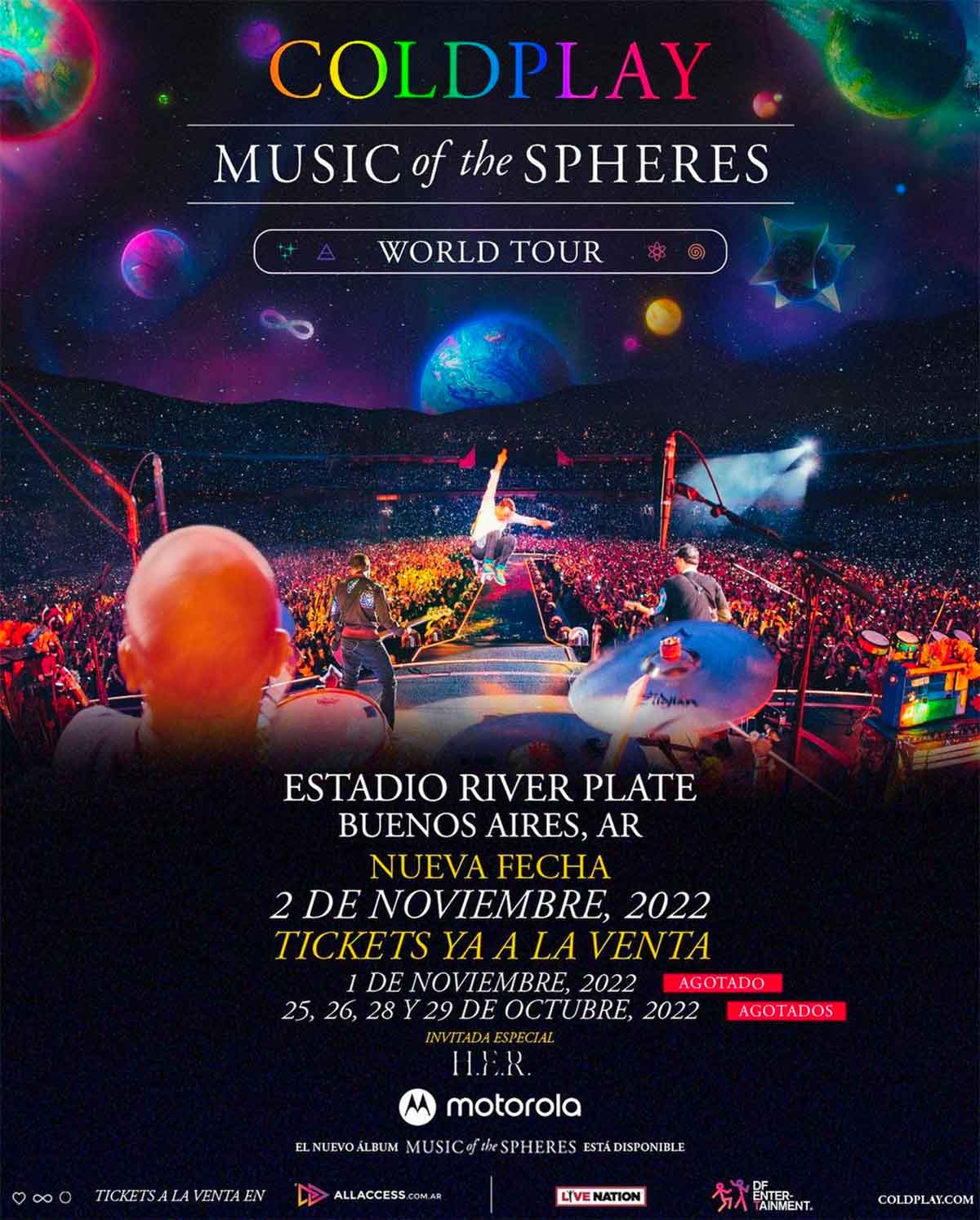 Coldplay se presentará en Buenos Aires el 2 de noviembre