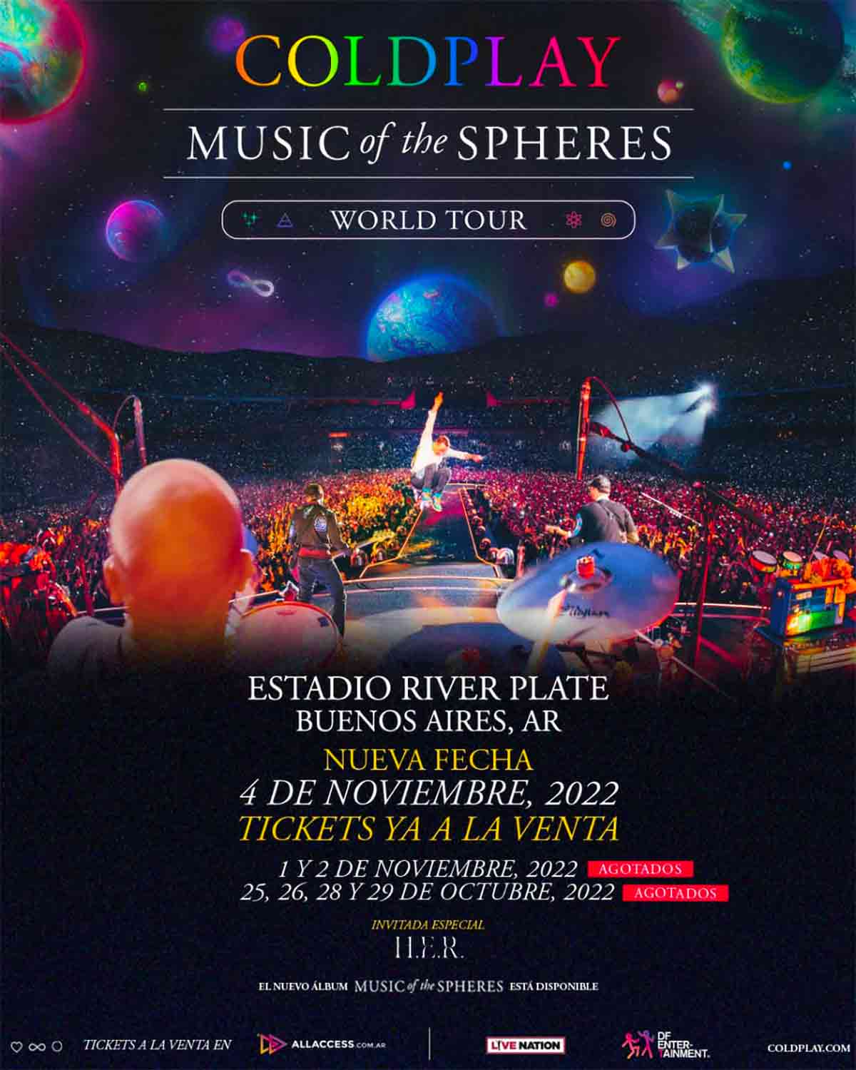 Coldplay se presentará en Argentina el 4 de noviembre