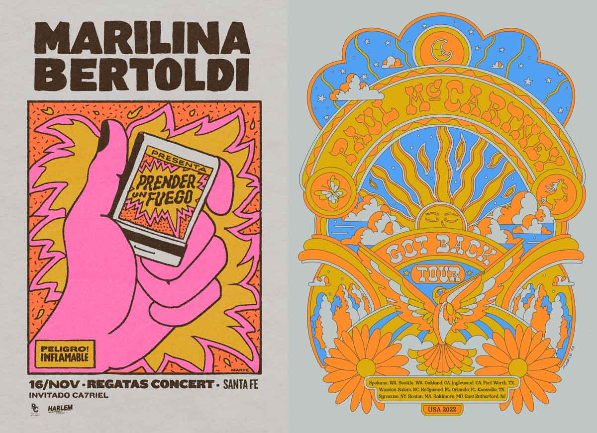 Afiches de Marilina Bertoldi y Paul McCartney por Marte