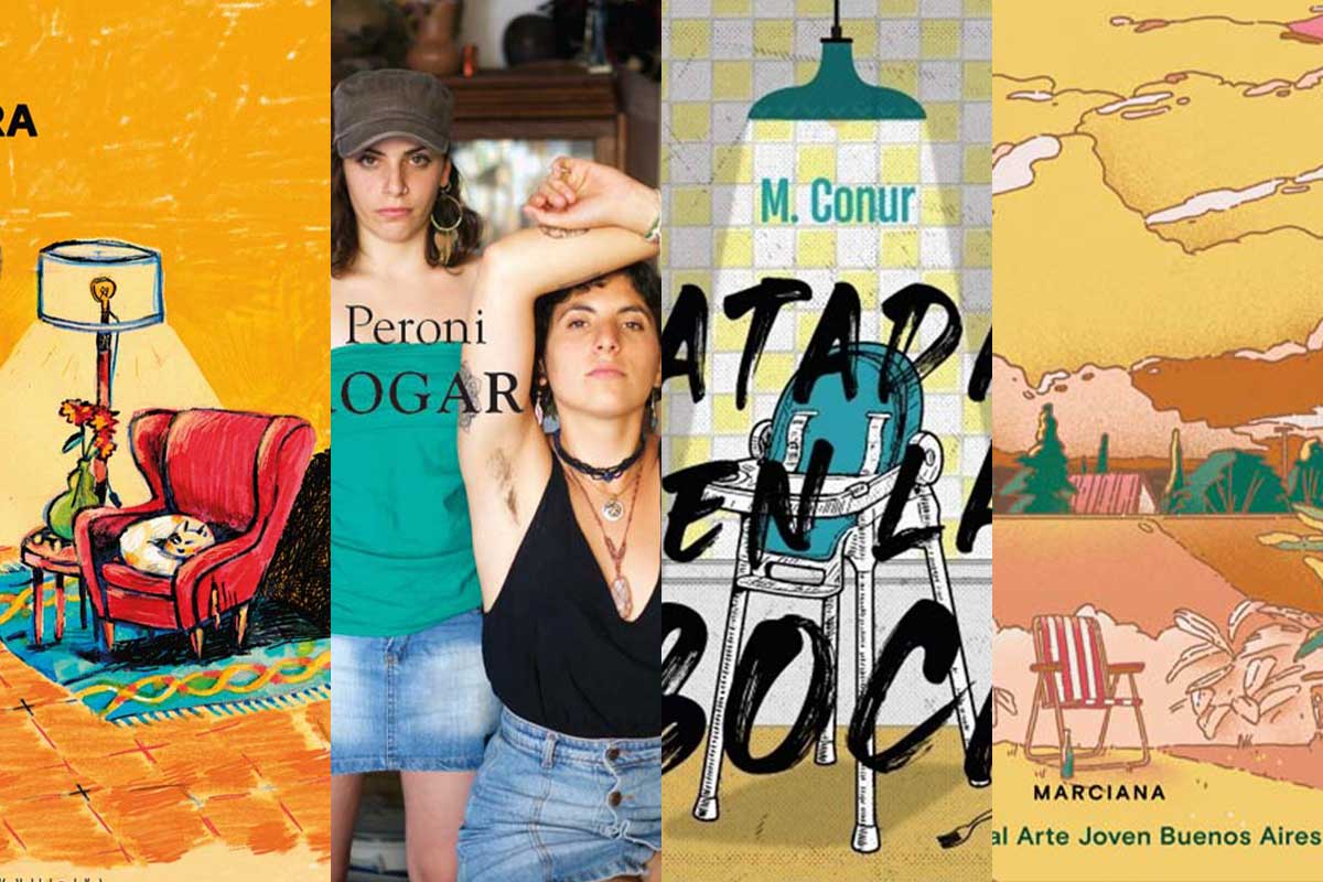 collage de cuatro primeros libros de escritoras argentinas