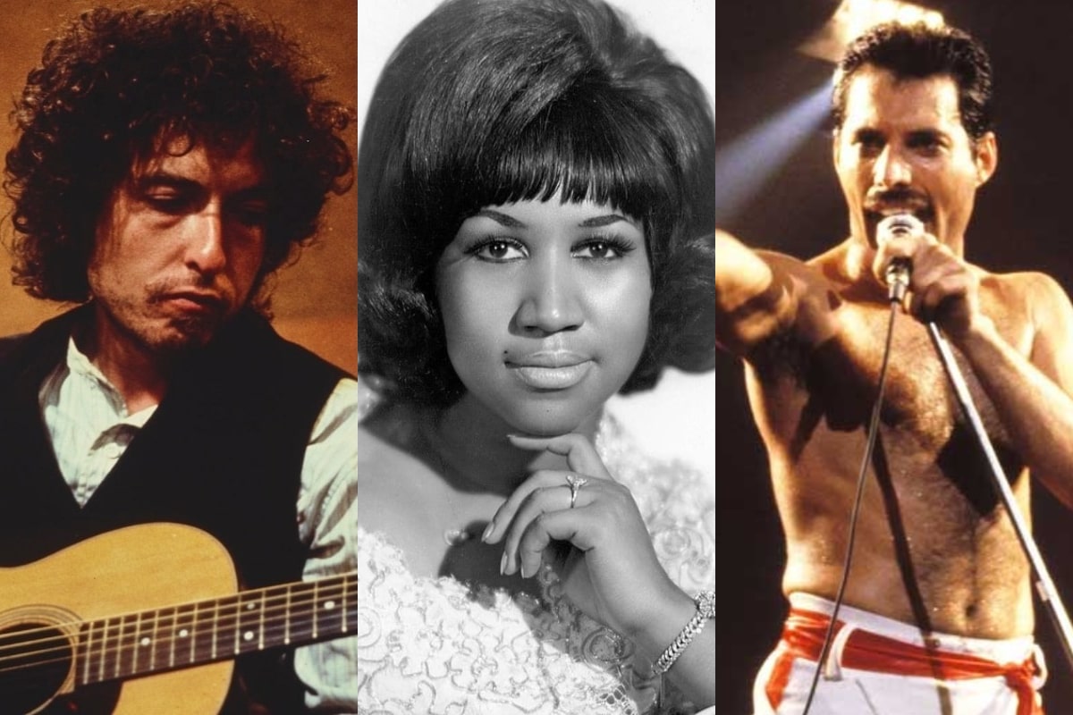 Bob Dylan, Aretha Franklin y Freddie Mercury
