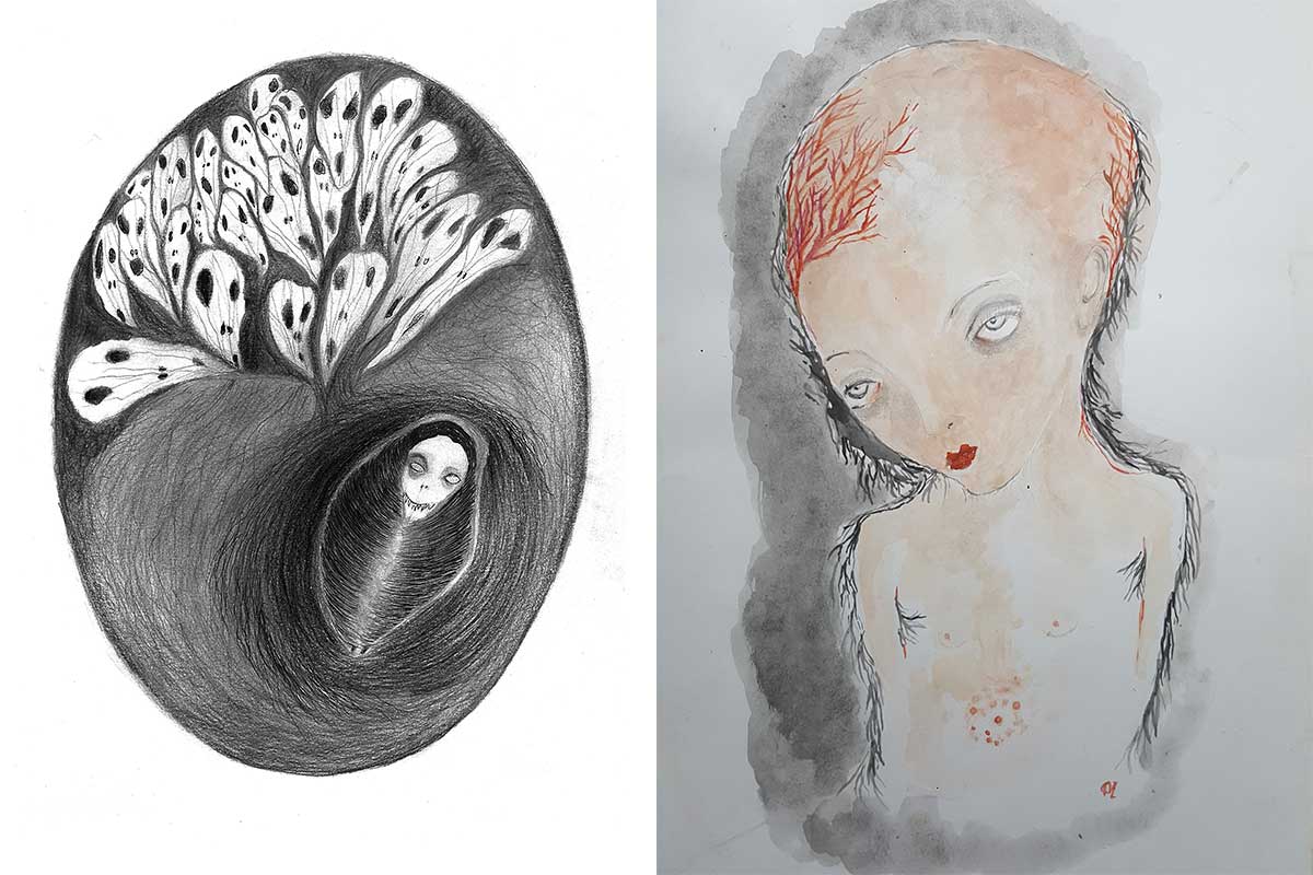 "El pozo" y "Lepra en el cielo", obras de Daniela Zahra