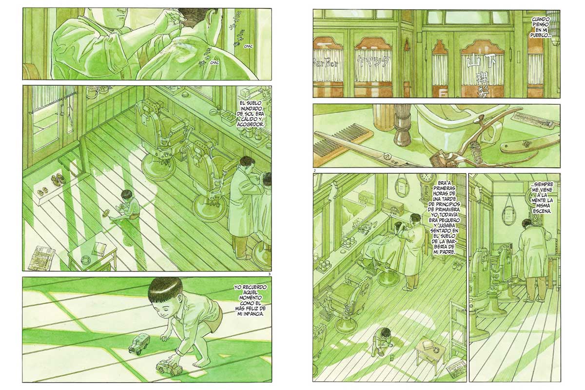 Interiores de El almanaque de mi padre, novela gráfica de Jiro Taniguchi