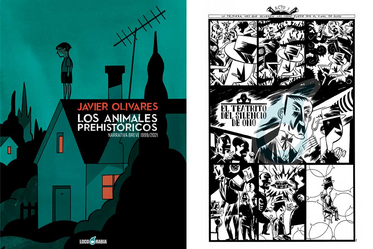 Tapa e interiores de Los animales prehistóricos, libro de Javier Olivares
