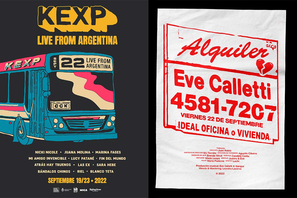 Flyers de Lachi para KEXP: Live from Argentina y Eve Calletti