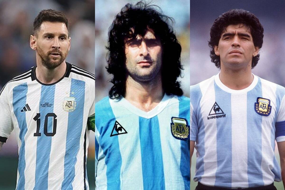 Lionel Messi, Mario Kempes y Diego Maradona
