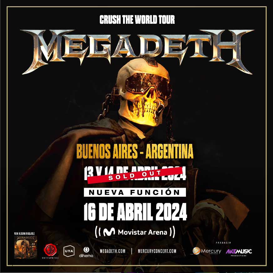 Megadeth agrega una tercera función en Buenos Aires