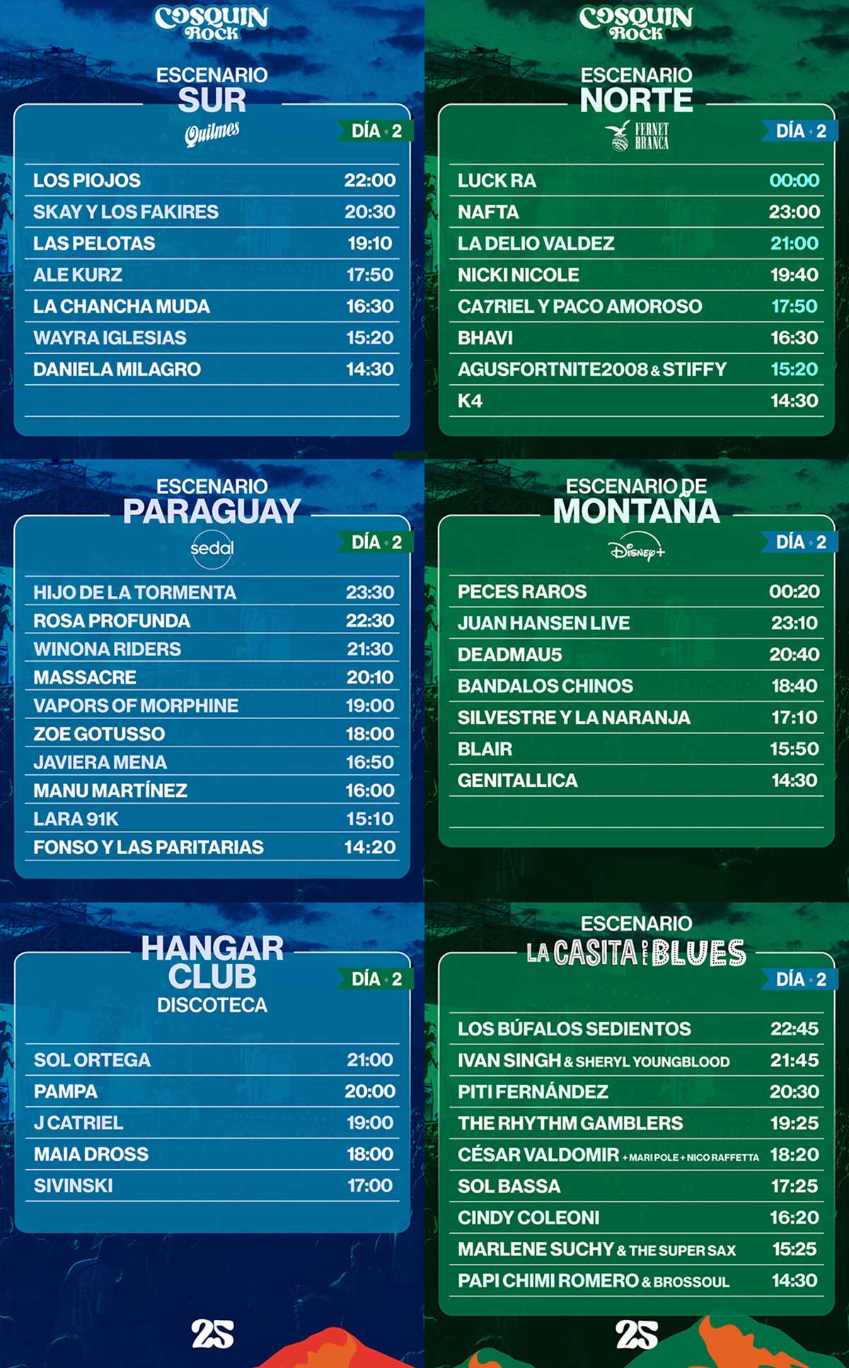 Horarios Cosquín Rock 2025