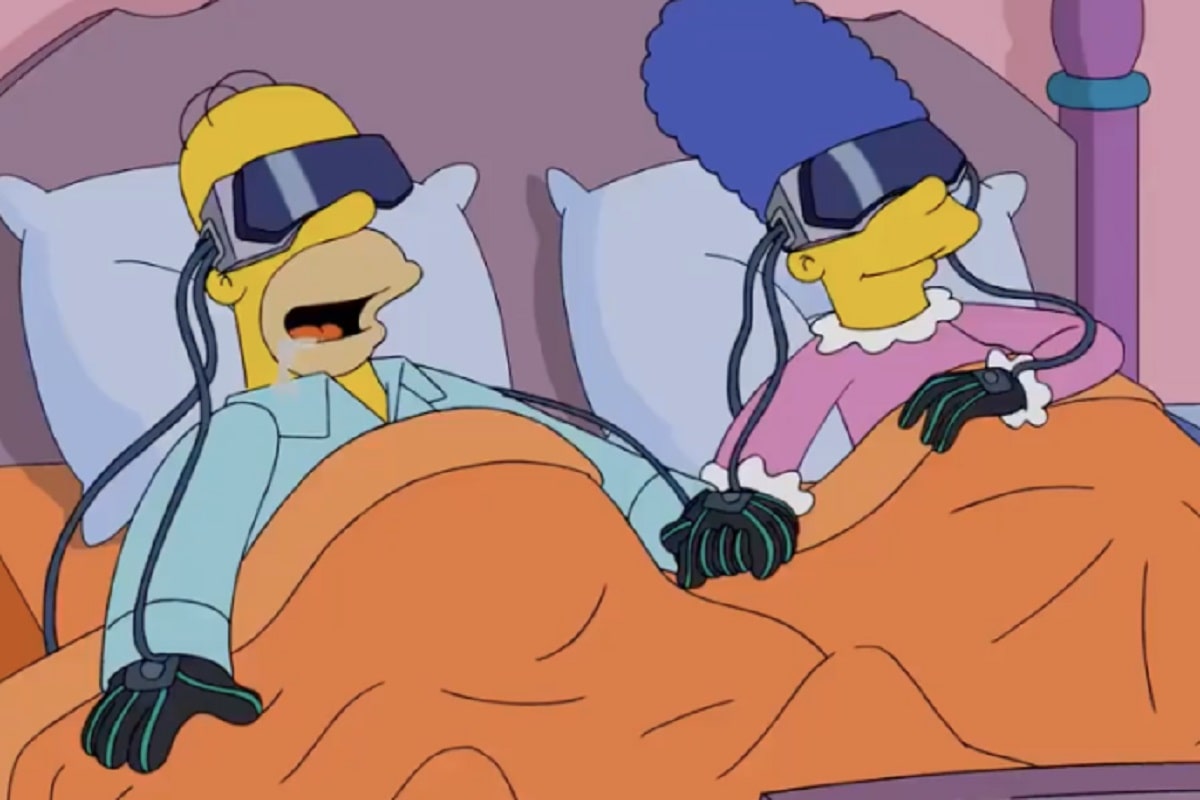 Homero y Marge con lentes de realidad virtual