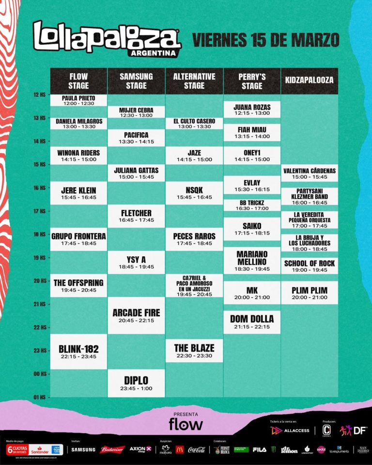 Lollapalooza Argentina 2024 anuncia los horarios para cada día