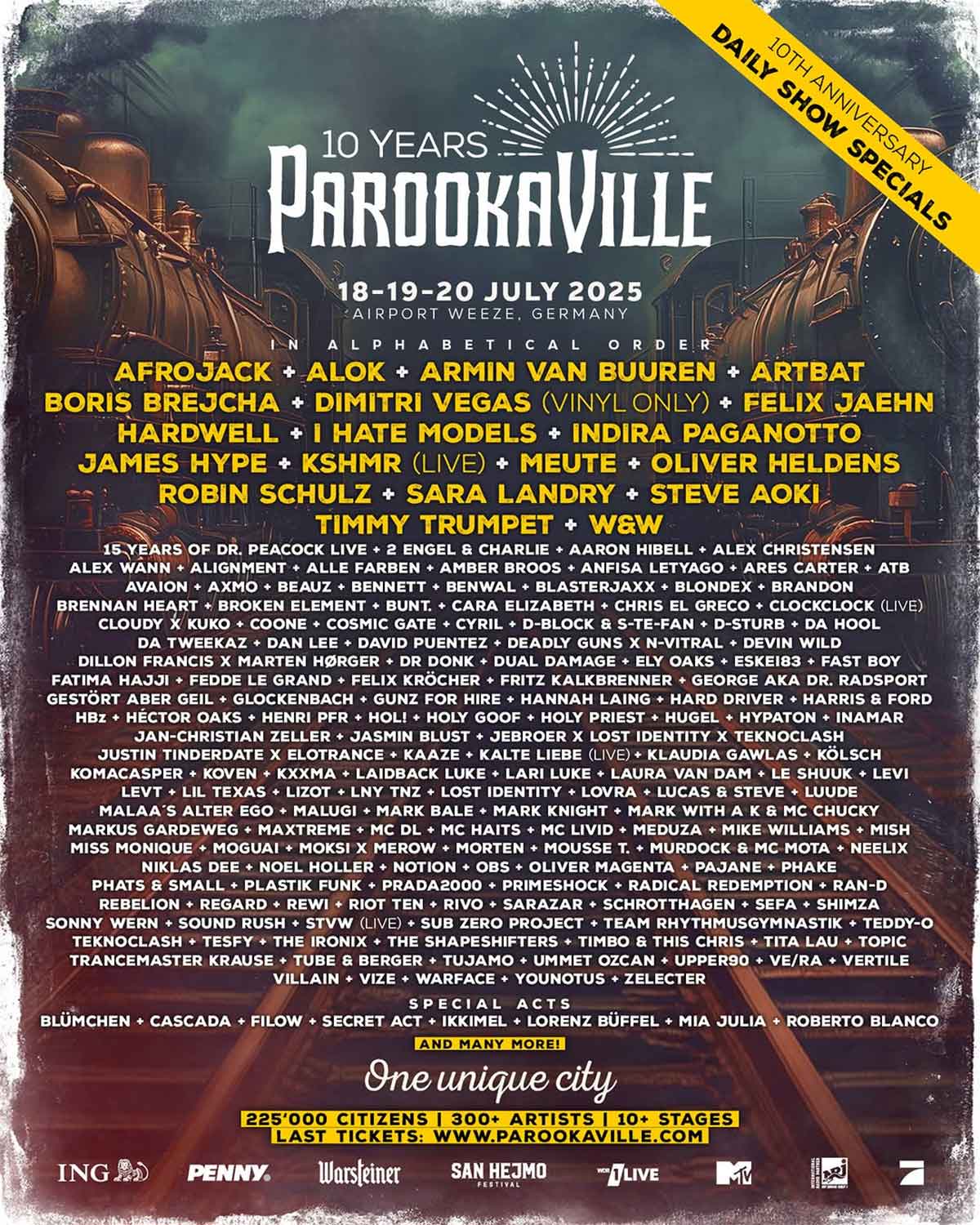 Lineup de Parookaville 2025