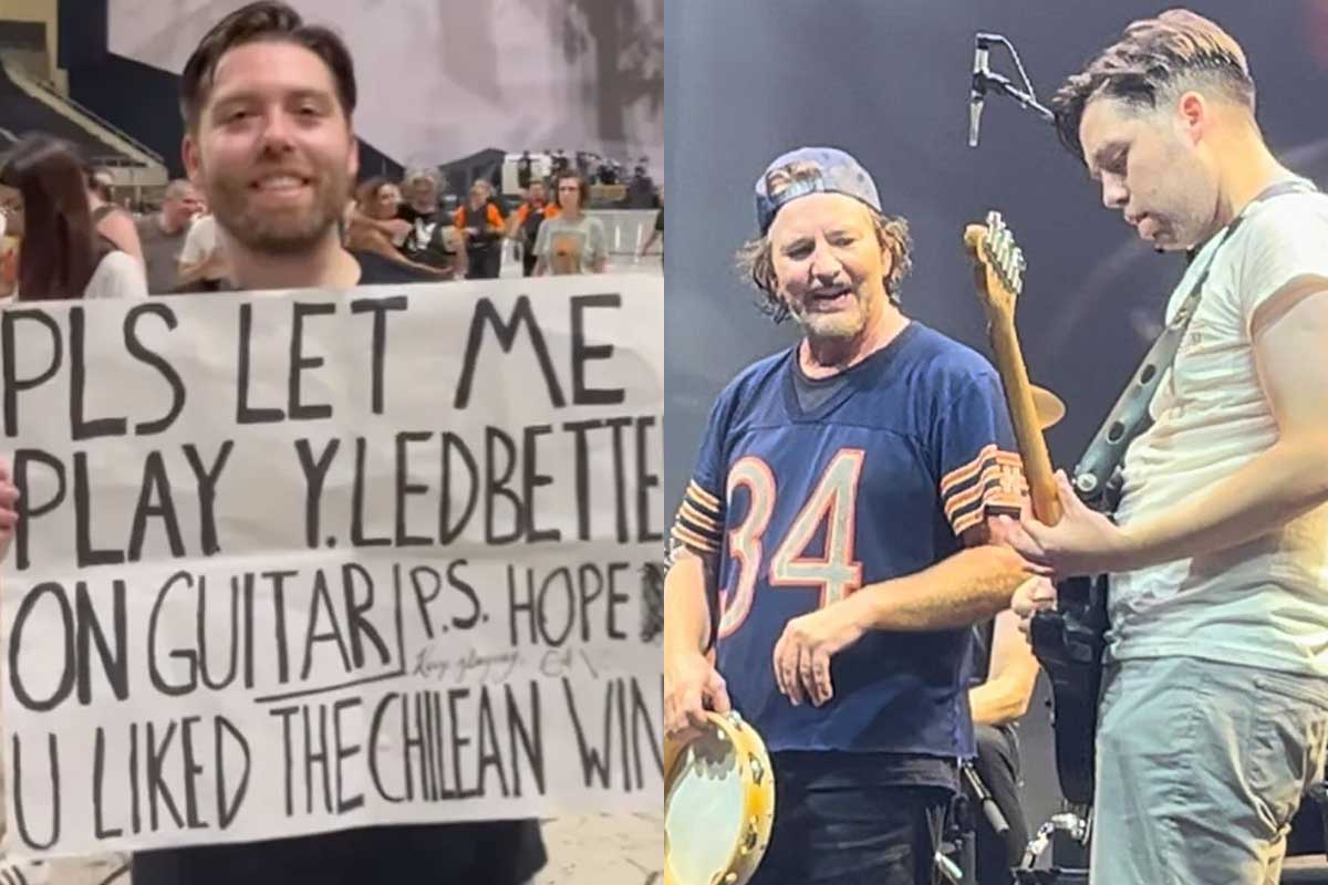 Fan de Pearl Jam viaja 11.000 kilómetros para verlos y termina en el escenario