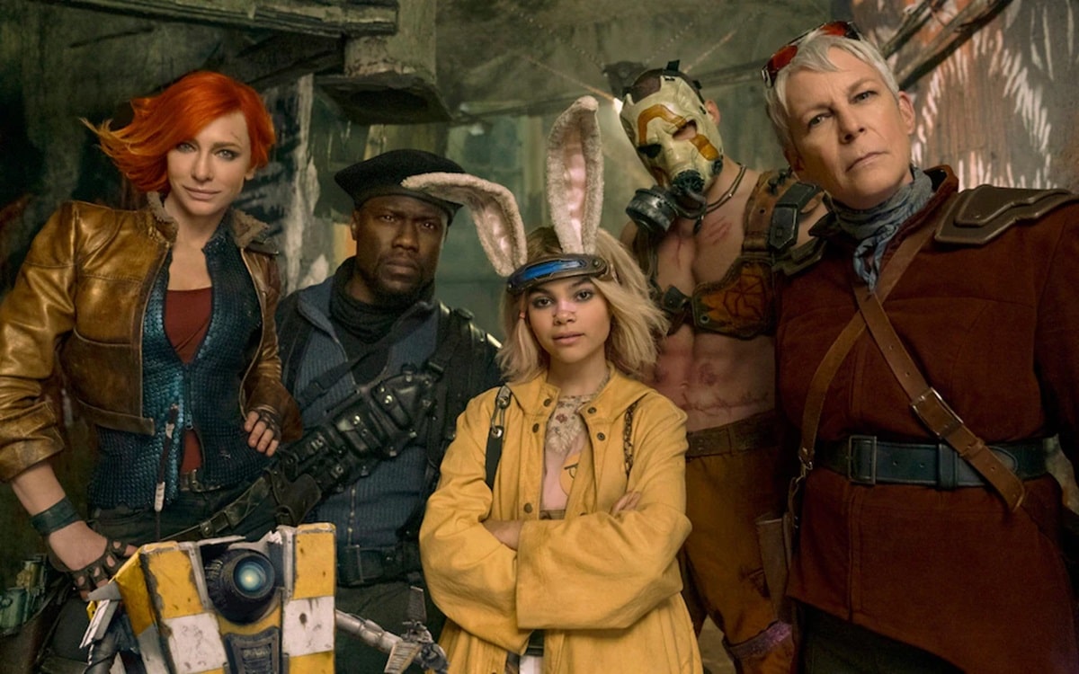 Jamie Lee Curtis, Cate Blanchett, Kevin Hart, Ariana Greenblatt, and Florian Munteanu en Borderlands (2024)