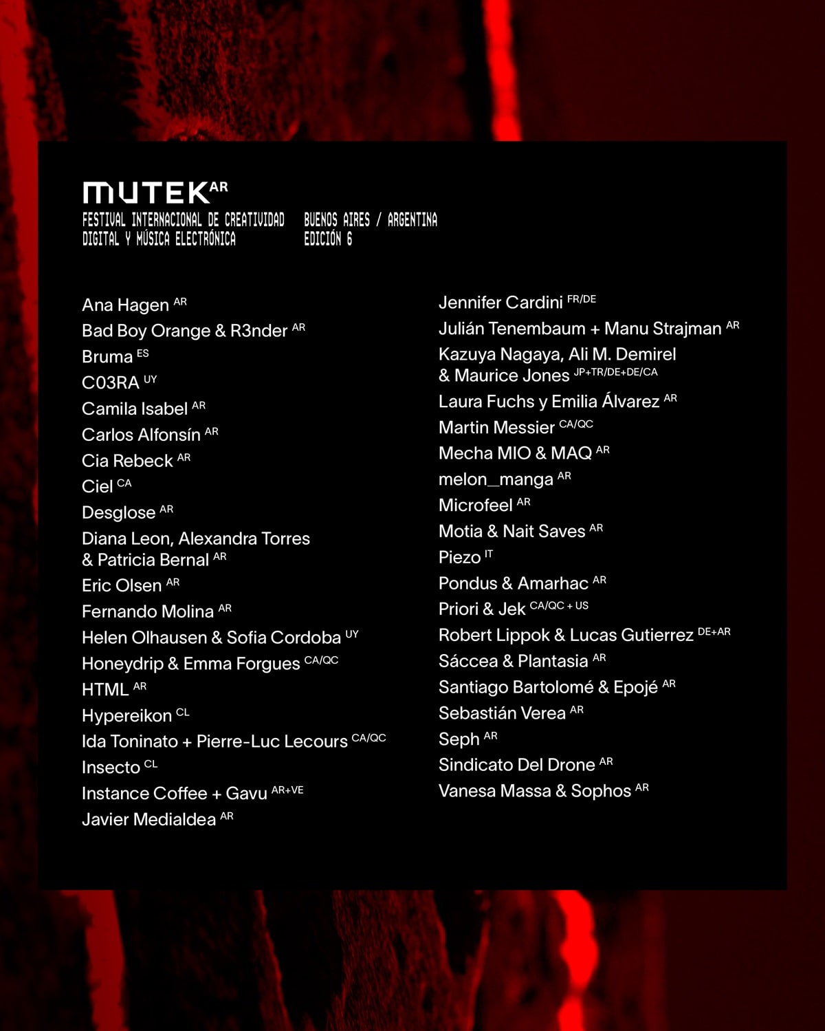 Lineup de Mutek.ar 2024