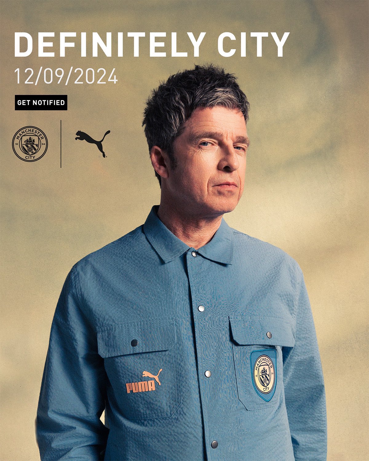 Noel Gallagher con un nuevo diseño de ropa del Mánchester City