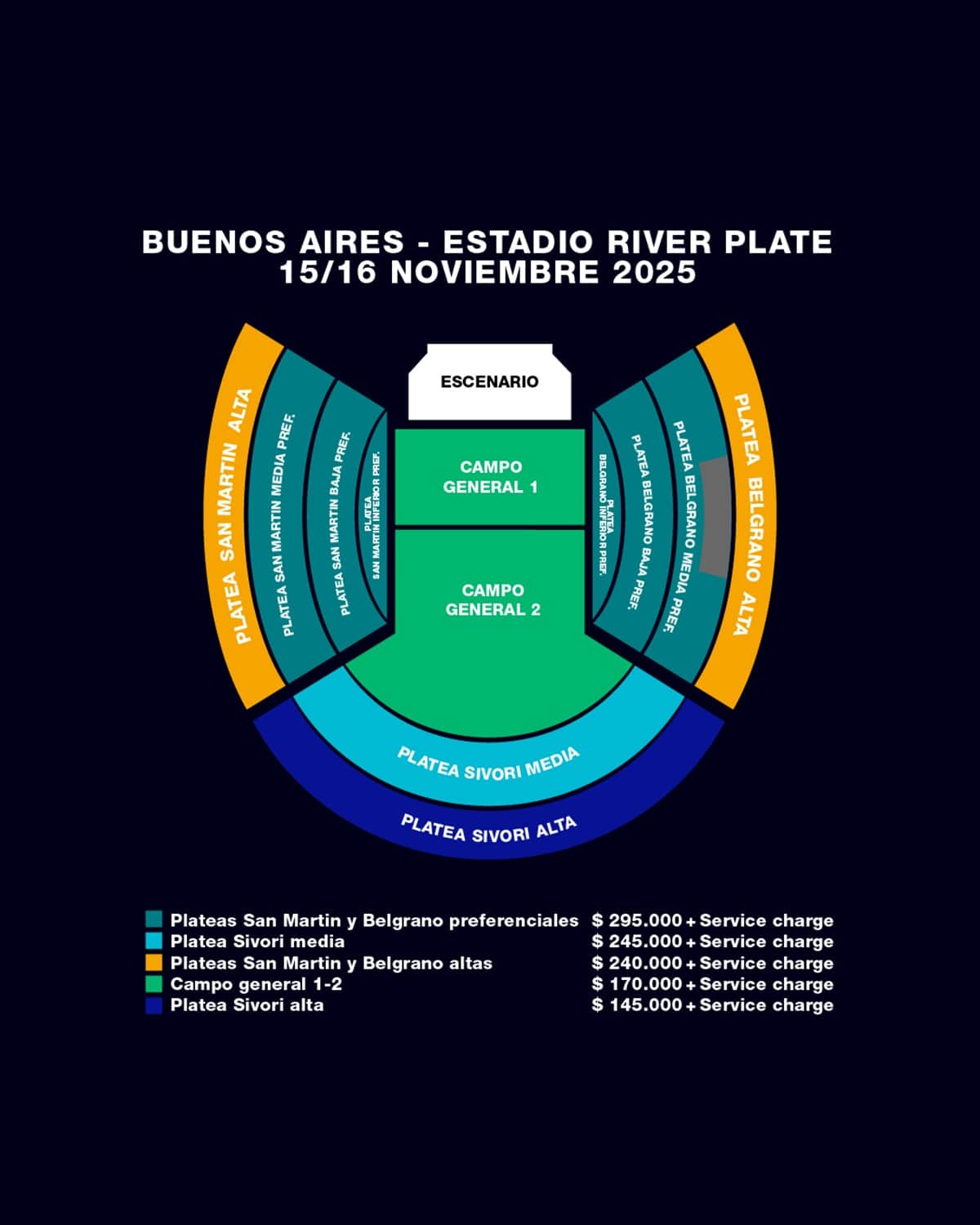 Precios de las entradas de Oasis