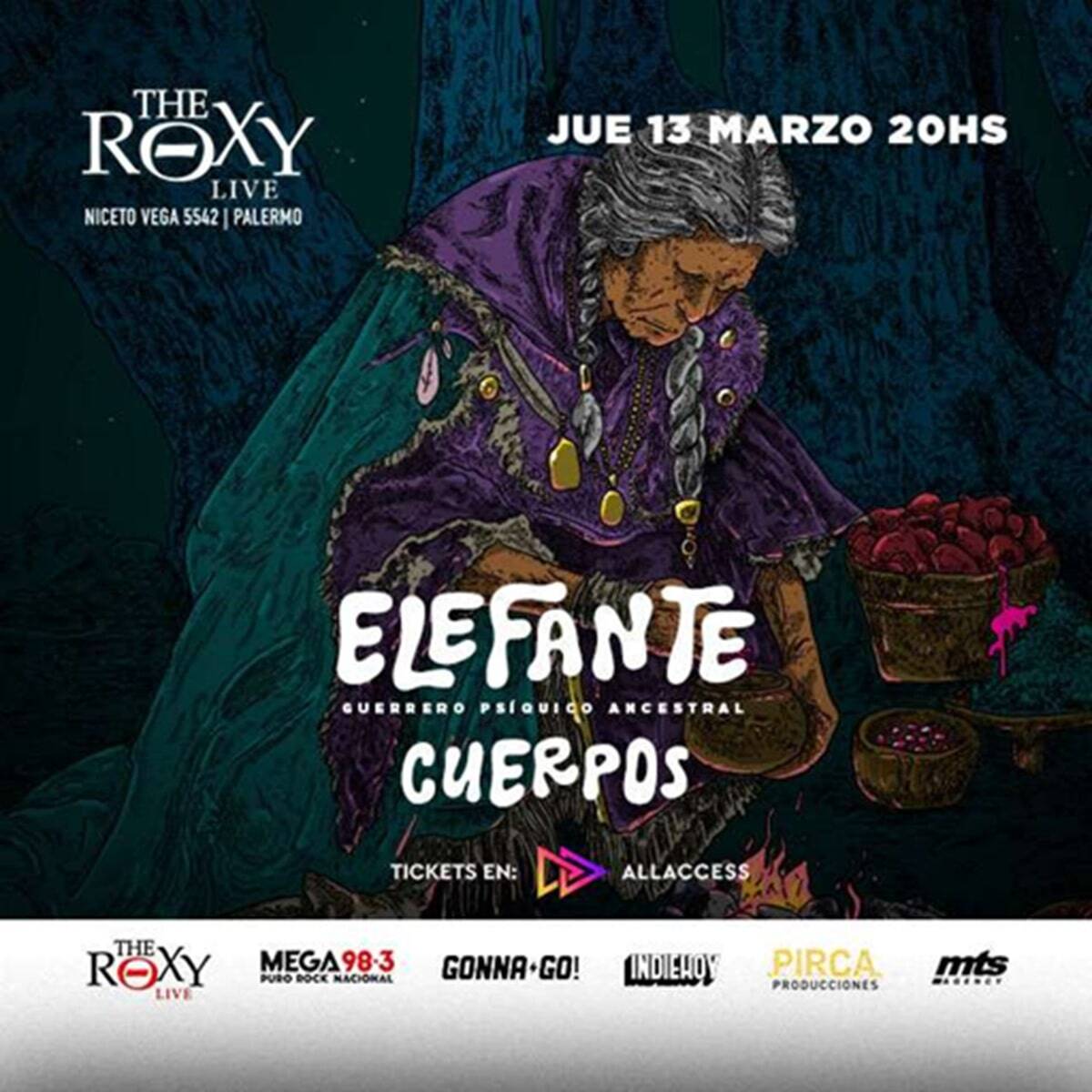 Elefante Guerrero Psíquico Ancestral Cuerpos en The Roxy Live!