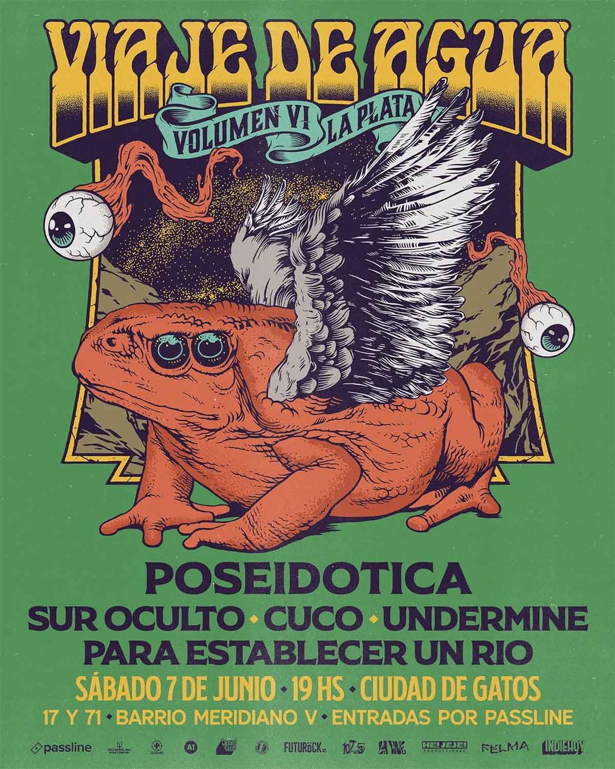 Festival Viaje de Agua VI en La Plata: Poseidótica, Sur Oculto y más