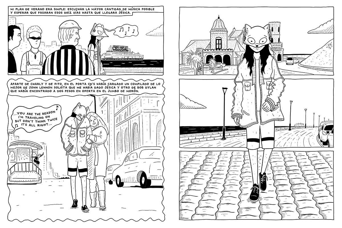 Interiores de La culpa la tuvo Charly García, novela gráfica de Martín Ameconi