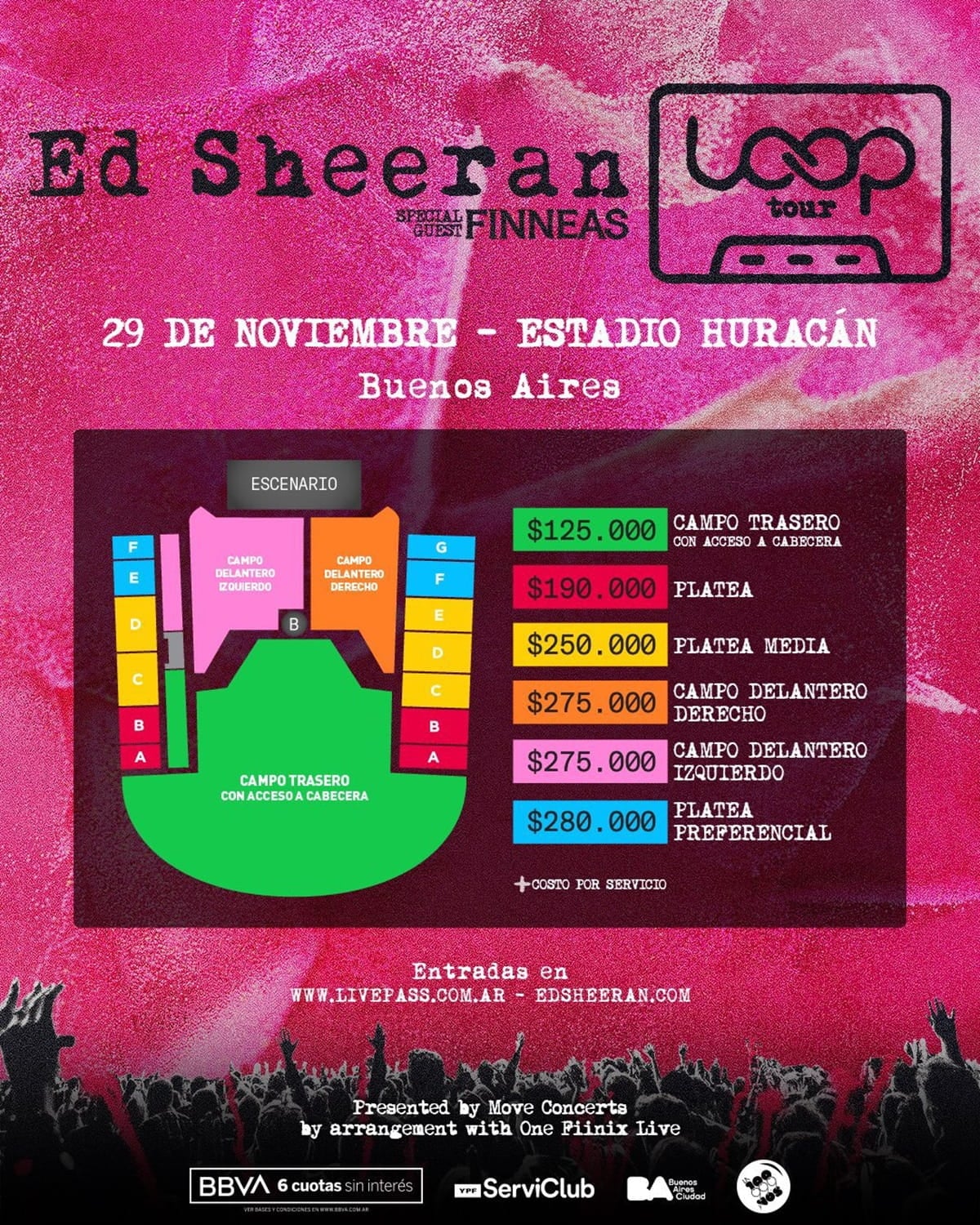 precios de Ed Sheeran en Argentina