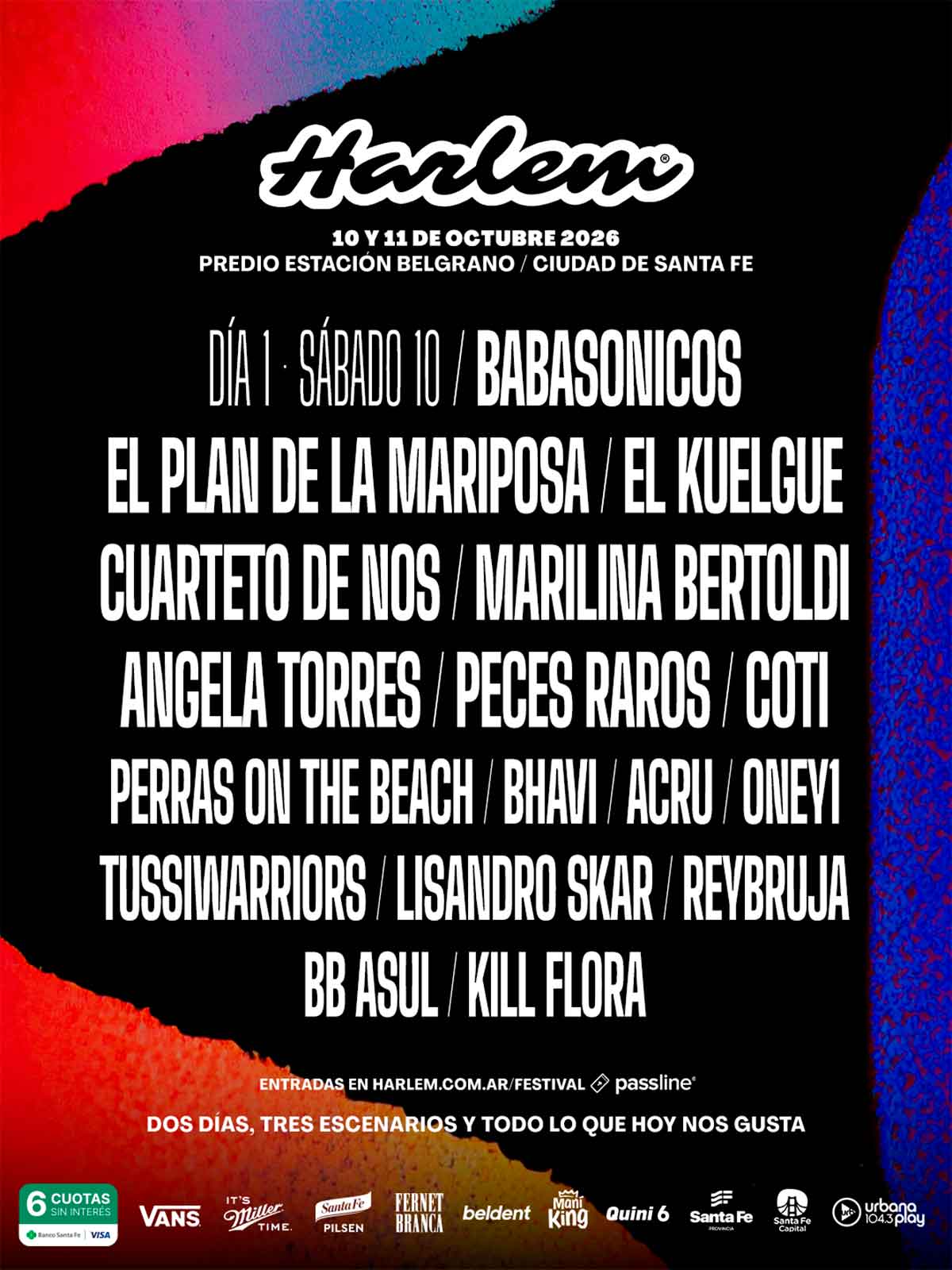 Lineup del día 1 del festival Harlem 2026