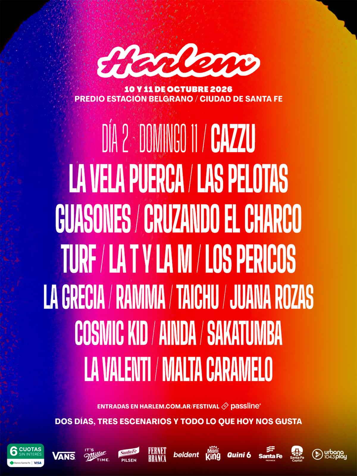 Lineup del día 1 del festival Harlem 2026