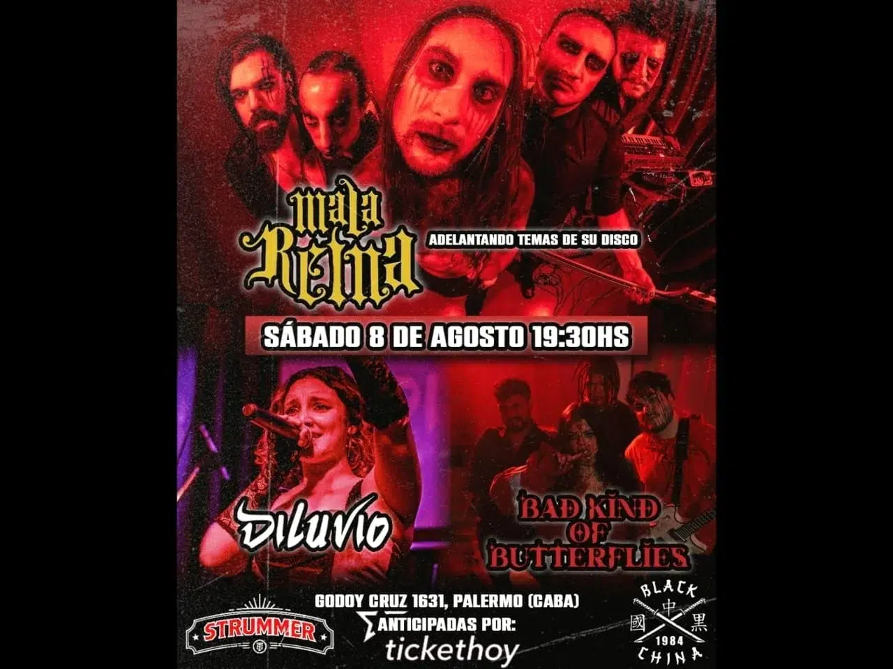 Mala Reina + Diluvio + Bad Kind of Butterflies en Strummer