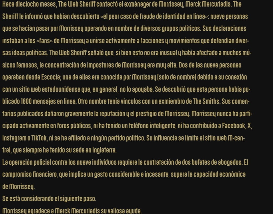 El comunicado de Morrissey