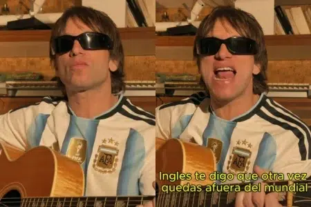 Joaquín Levinton lanzó una versión de "Wonderwall" para alentar a la Selección argentina Joaquín Levinton tocando la guitarra con la camiseta de Argentina