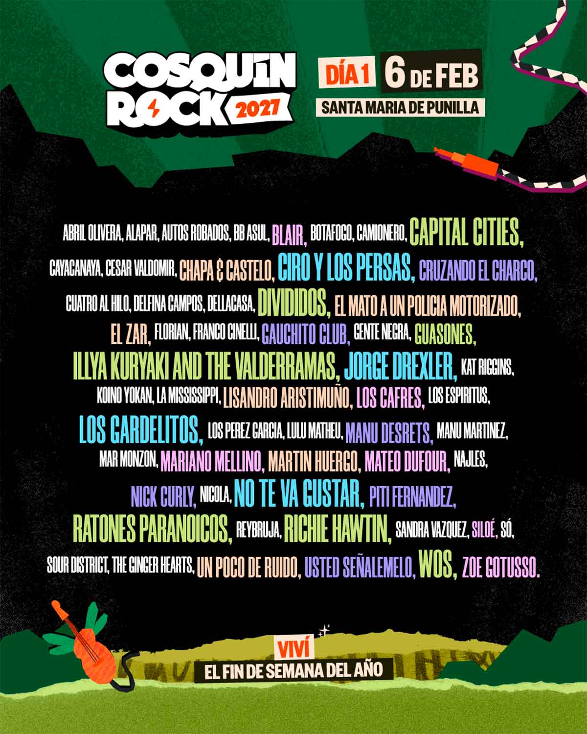 Lineup del día 1 de Cosquín Rock 2027