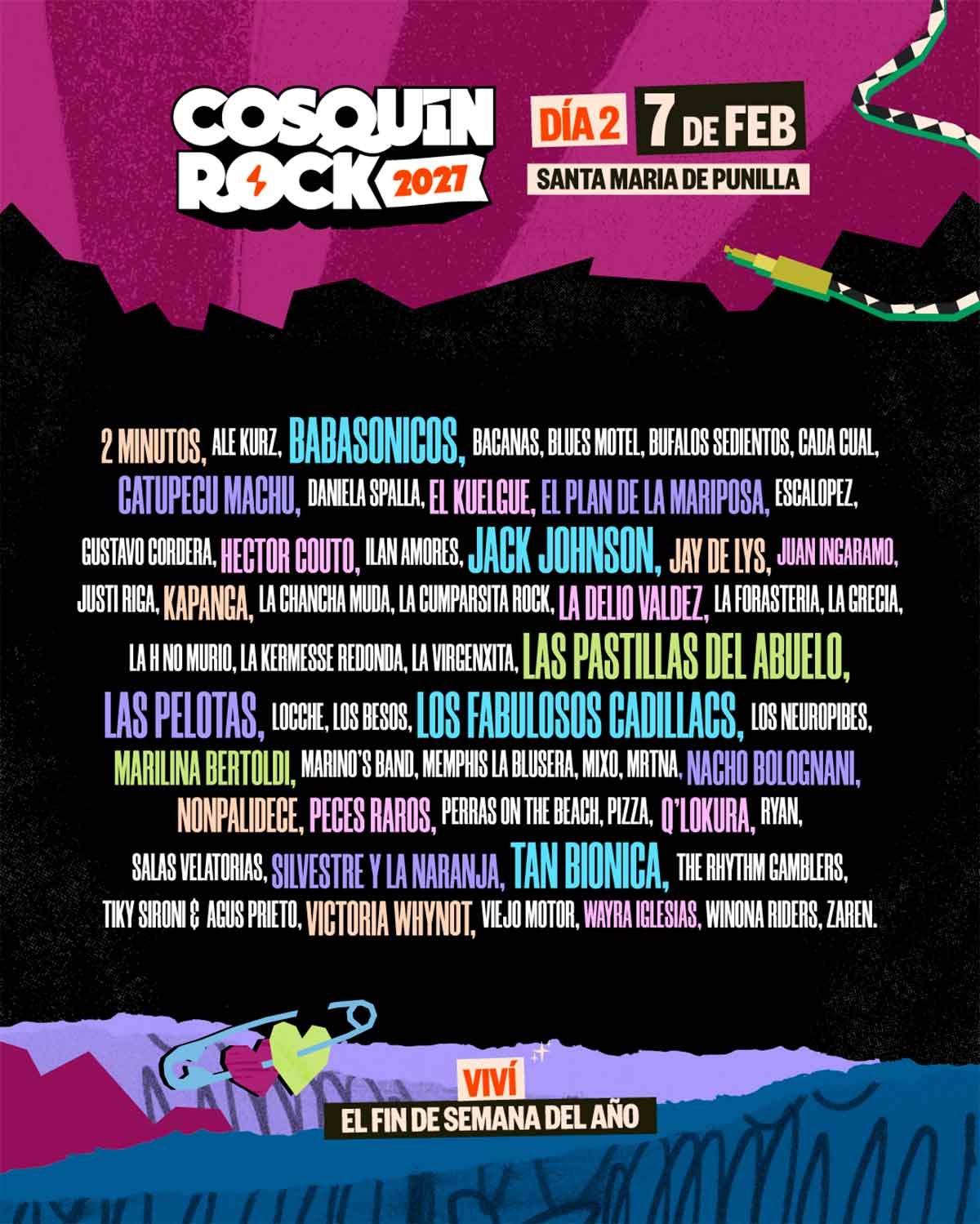 Lineup del día 2 de Cosquín Rock 2027