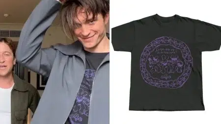Robert Pattinson usando una remera de Las Petunias