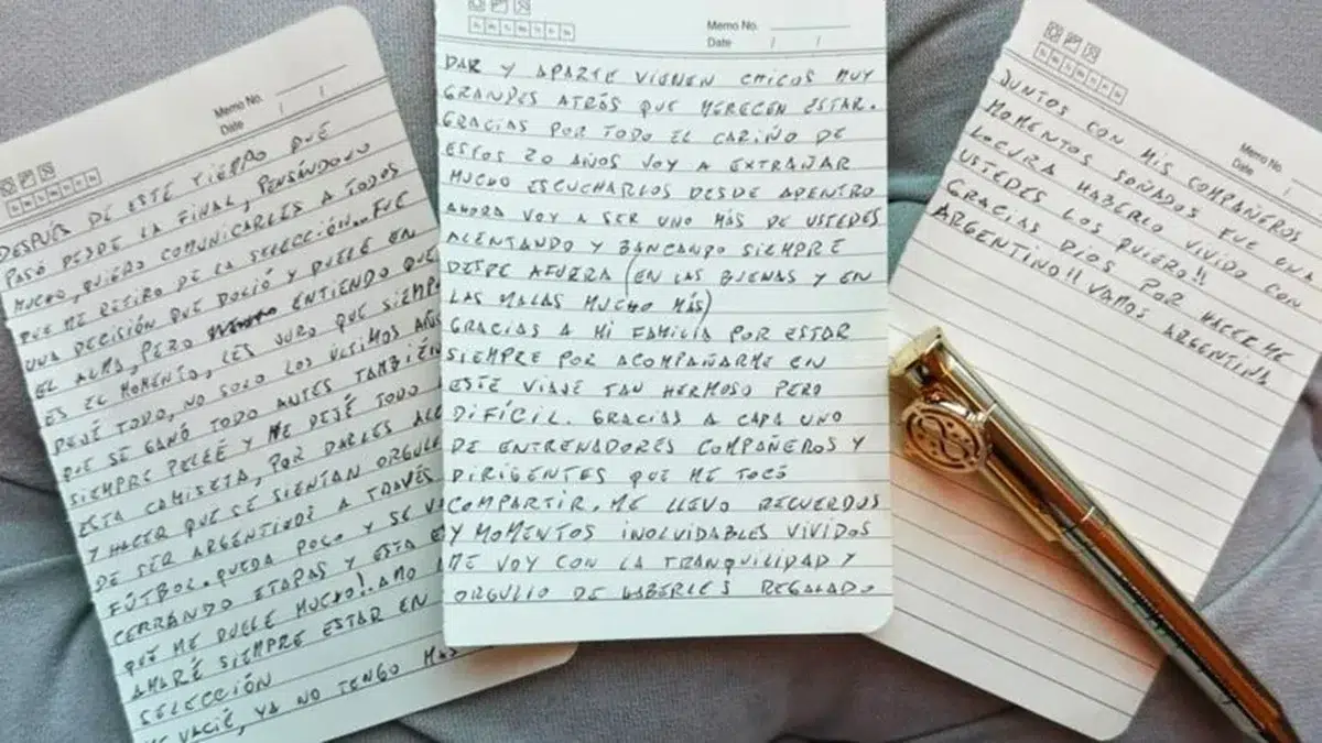 La carta que publicó Messi en Instagram