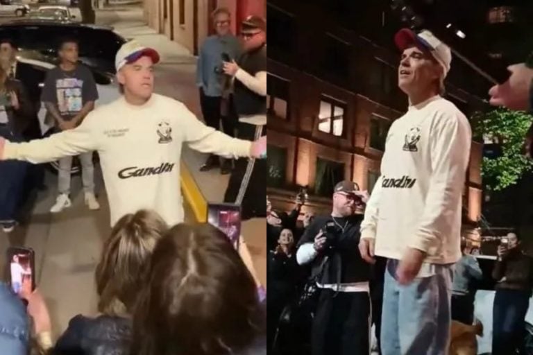 Robbie Williams sorprendió a los fans argentinos con un mini show acústico