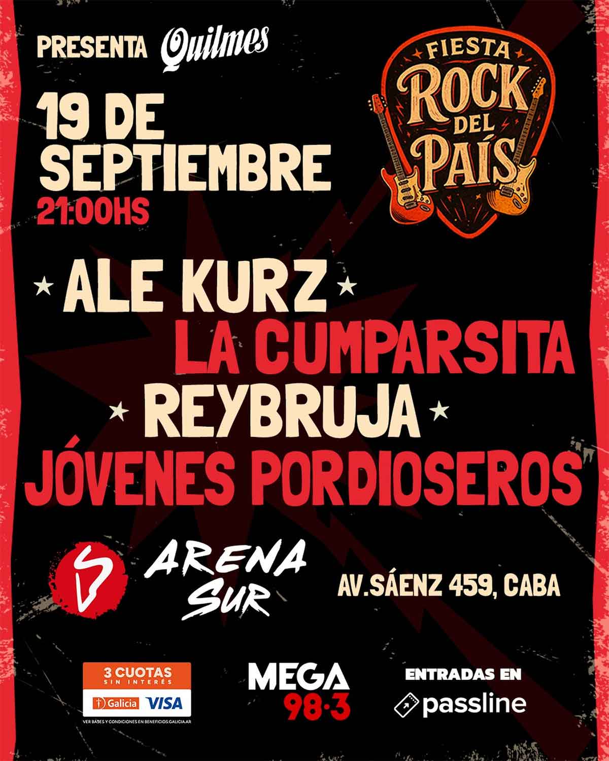 Fiesta Rock del País: Jóvenes Pordioseros, Reybruja y más en Arena Sur