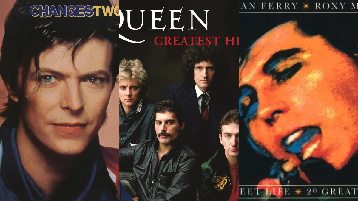 Los 10 mejores discos de glam rock de los años 80 según la crítica David Bowie - ChangesTwoBowie (1981) / Queen - Greatest Hits (1981) / Bryan Ferry & Roxy Music - Street Life: 20 Great Hits (1986)