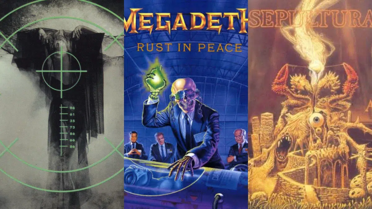 Los 10 mejores discos de thrash metal de los años 90 según la crítica Fear Of God - Within the Veil (1991) / Megadeth - Rust in Peace (1990) / Sepultura - Arise (1991)