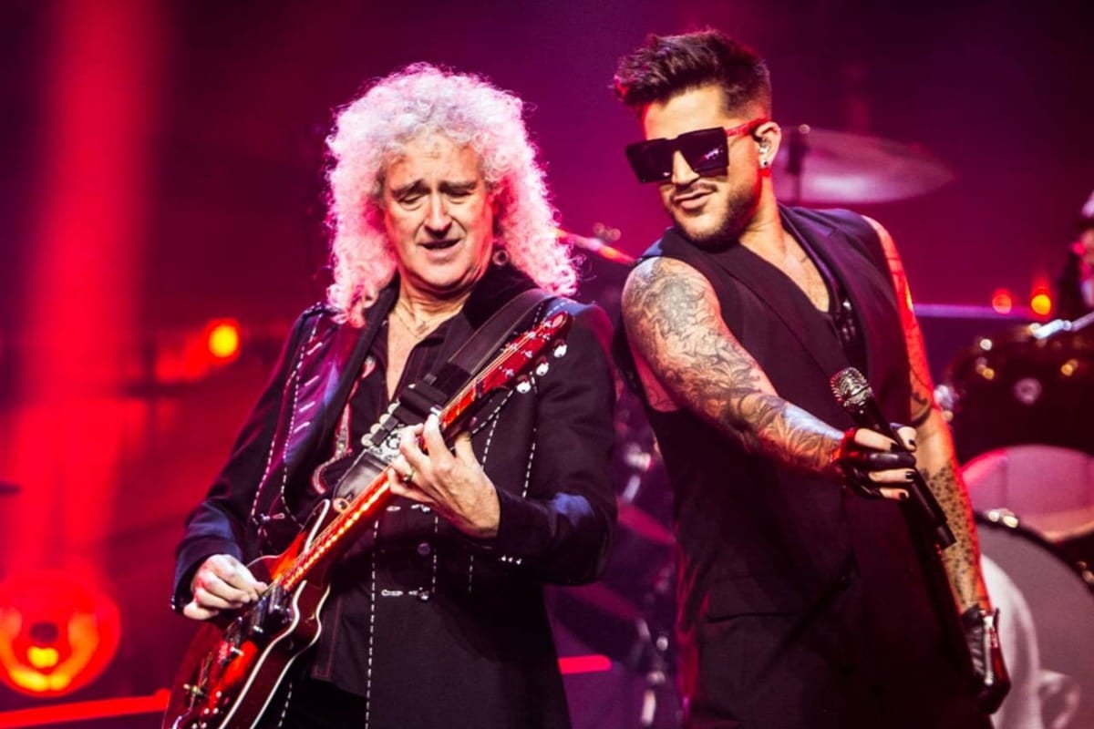 Brian May + Adam Lambert en un show de Queen