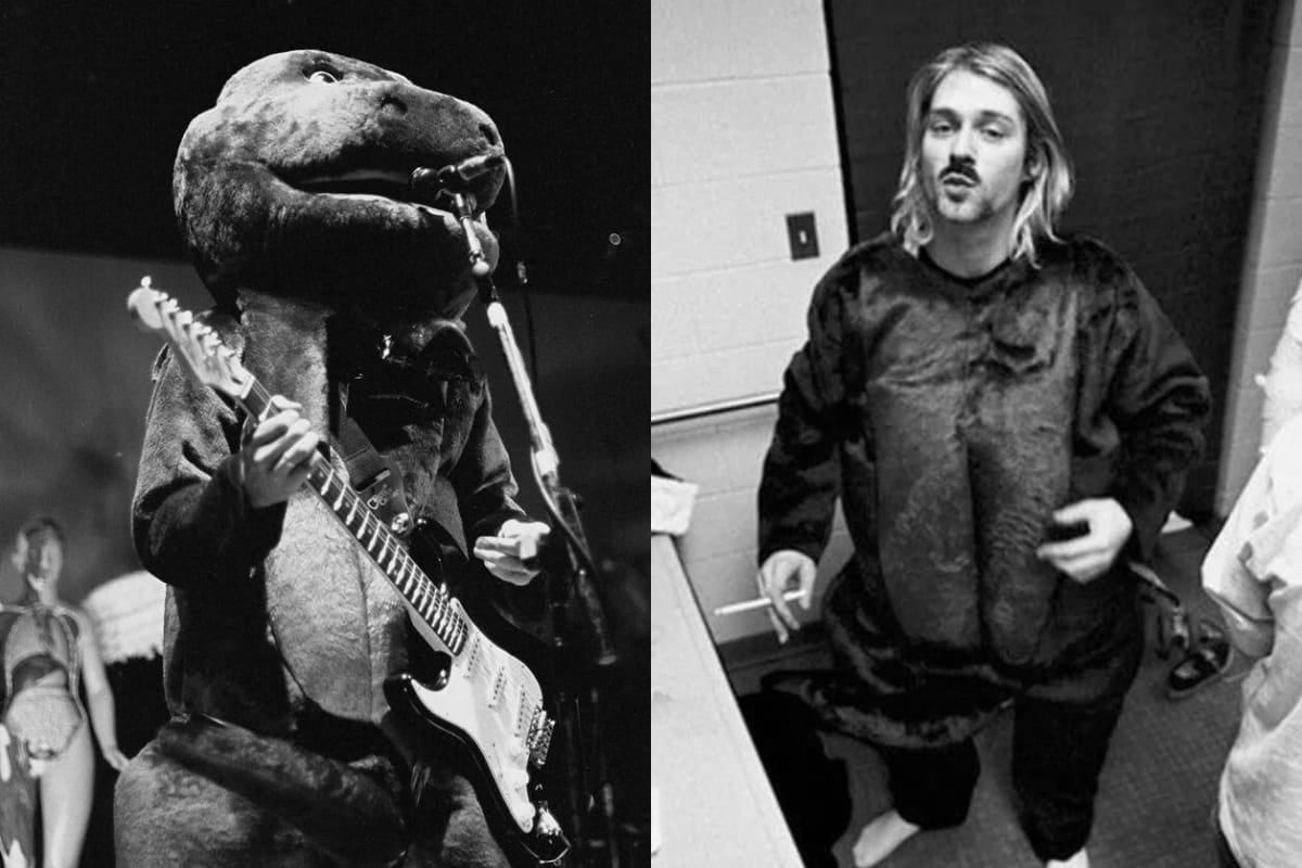 Kurt Cobain disfrazado como Barney