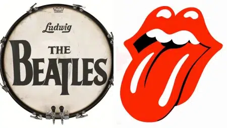 El día que una banda de rock creó su logo por accidente Logo de The Beatles / Logo de The Rolling Stones